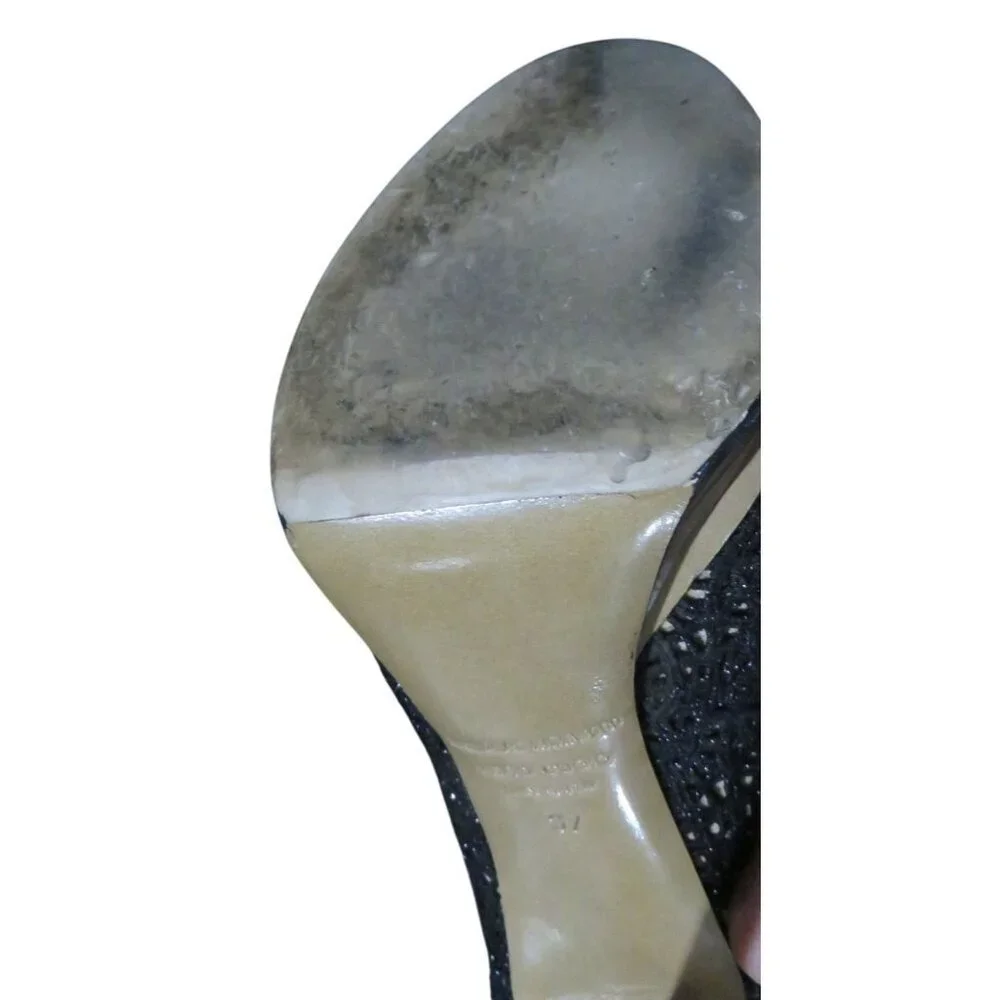 Nicholas Kirkwood Laser Cut Black Italian Leather Platform Stiletto Pumps 37